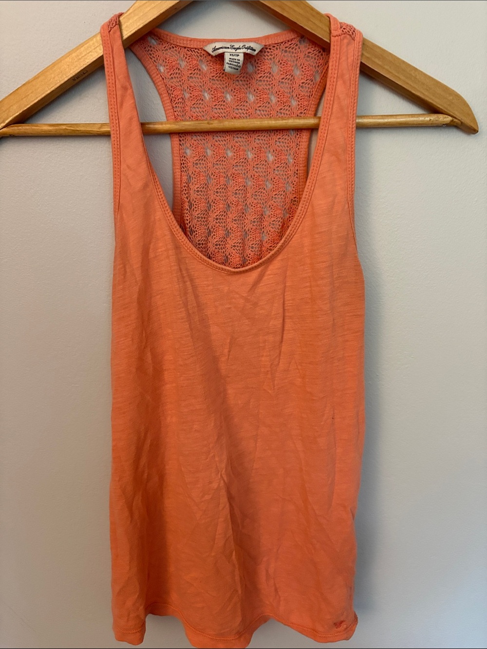 American Eagle Outfitters Coral Crochet-Back Tank Top
